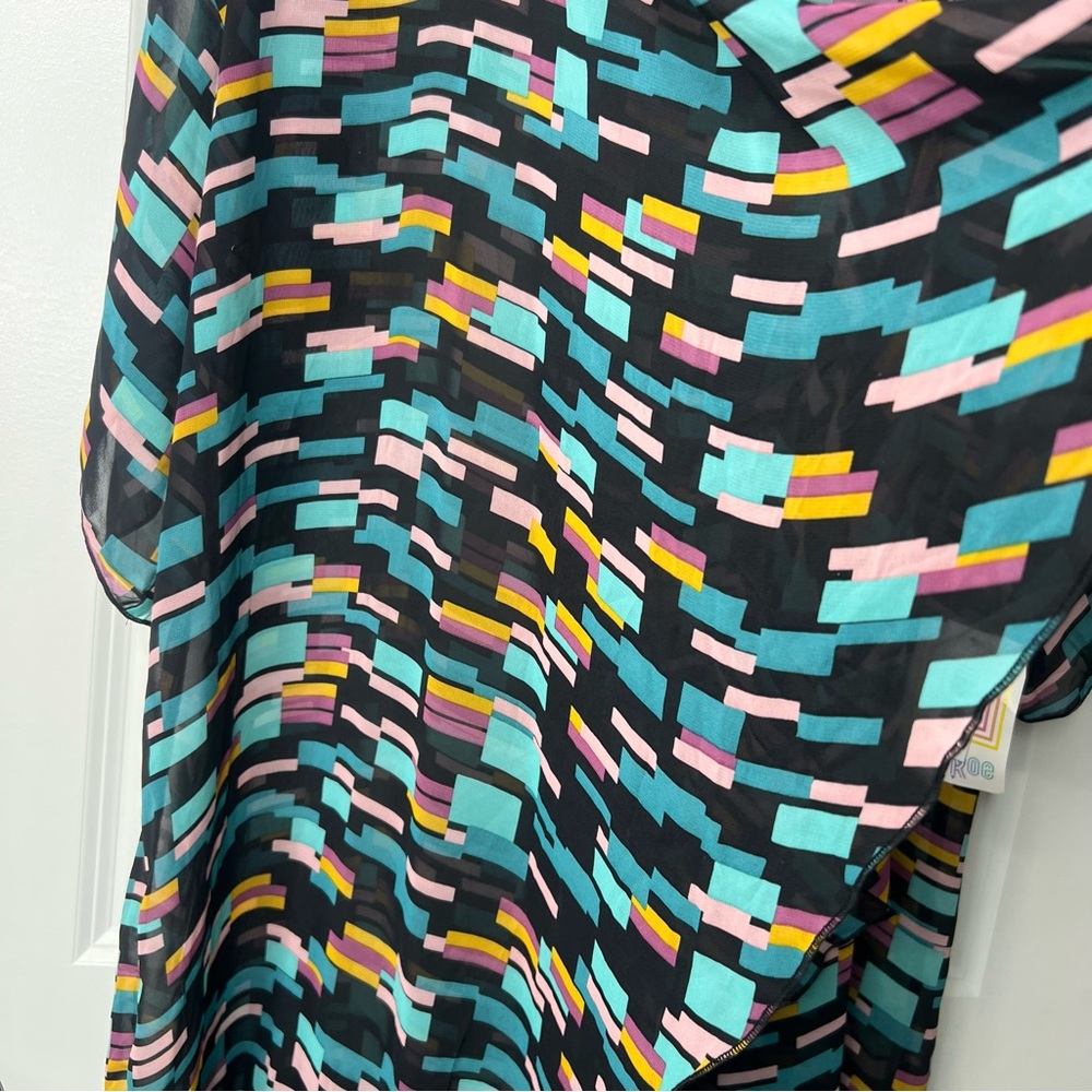 LuLaRoe Multicolor Geometric Kimono Size Large Women’s NWT Tassels - Picture 4 of 9